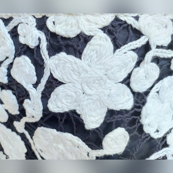 $2,490 NEW W. TAG OSCAR DE LA RENTA WHT NAVY FLORAL RUNWAY SKIRT US XS - Picture 4 of 9